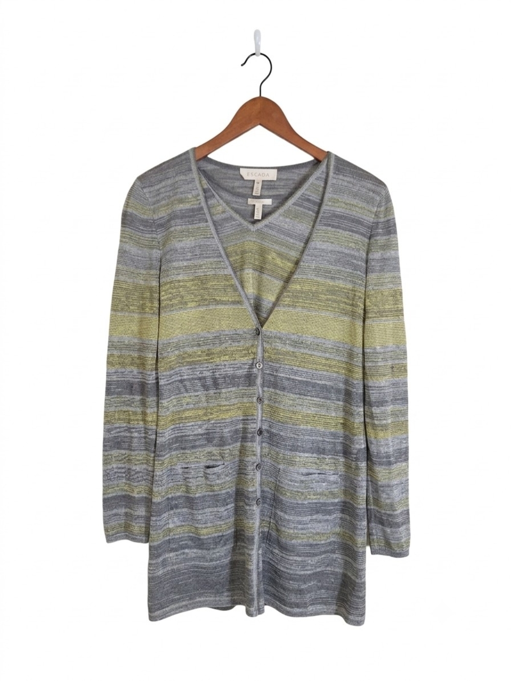 ​ESCADA Striped Knit & Matching Tank Top Twinset Cardigan Jacket Size 38
